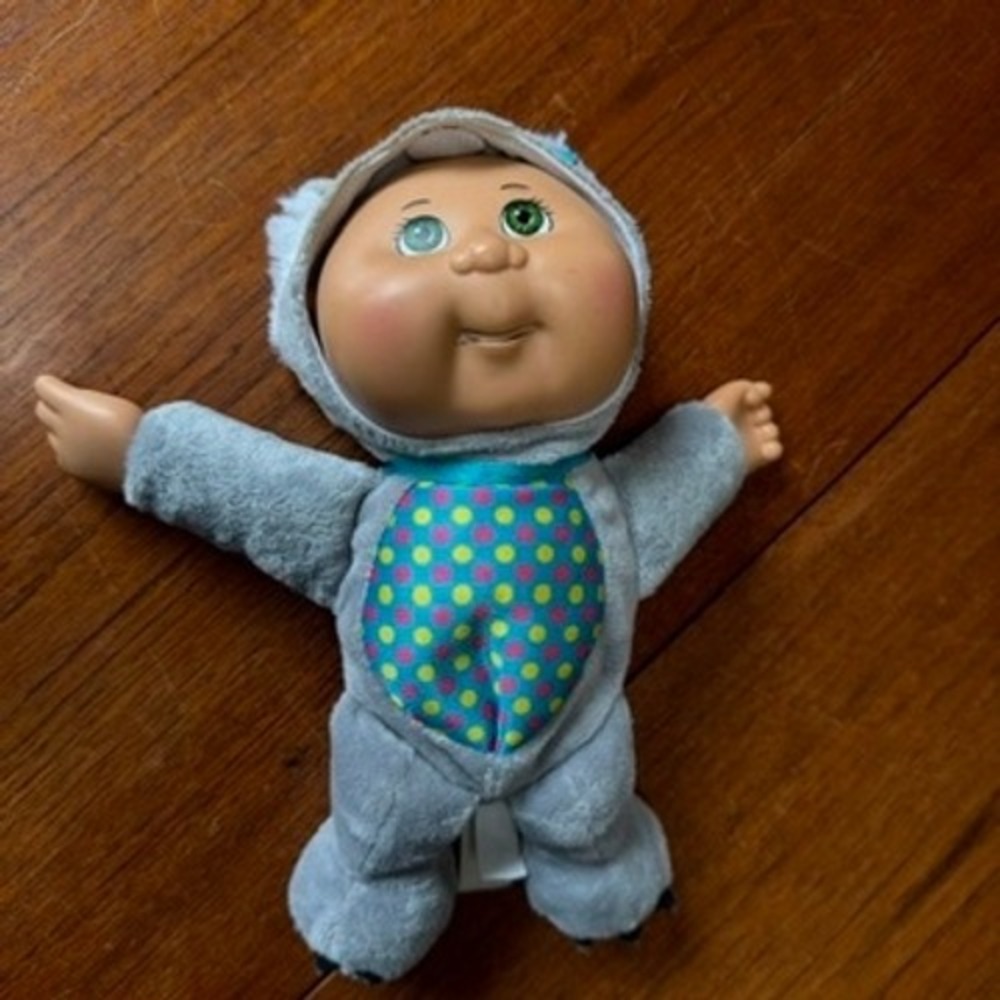 Cabbage Patch Kids Cuties Grey Koala Polka Dot Plush Doll Green Eyes 9 Inch